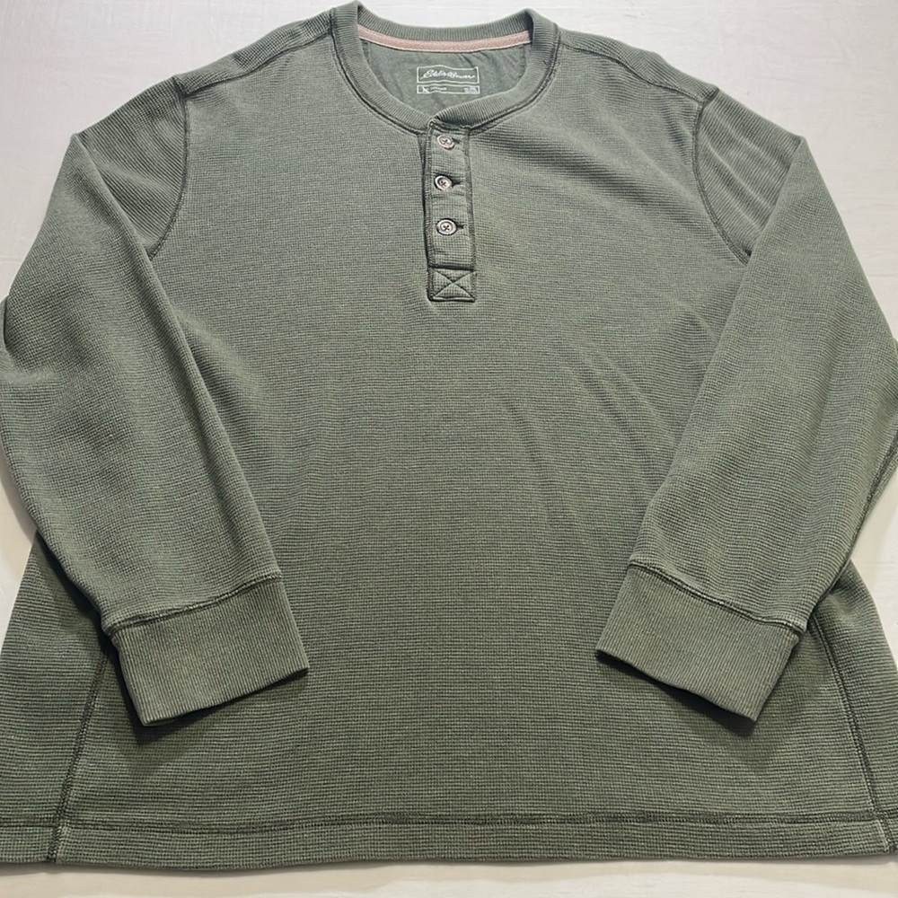 Eddie Bauer Outdoor Mens 2XL 1/4 Button Thermal Waffle Knit Shirt.Pre-Owned.